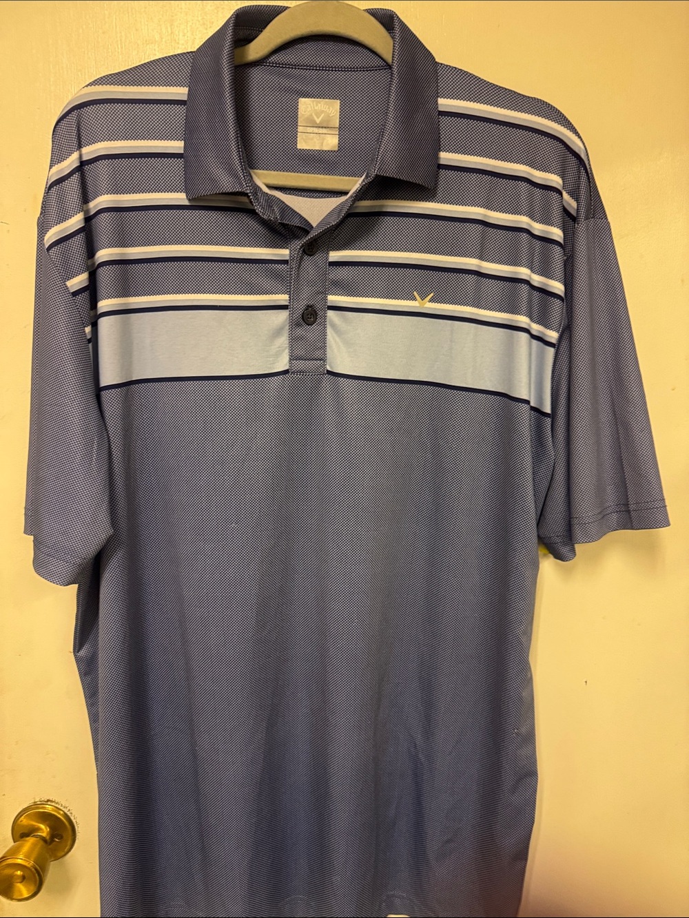 Callaway Light and Dark Blue Striped Golf Polo